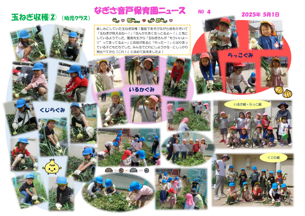 ４月　 玉ねぎ収穫　幼児クラスのサムネイル